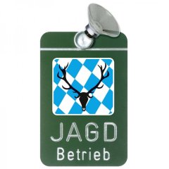 1x Autoschild "Jagdbetrieb" BAYERN mit Saugnapf | wertiges Aluminium mit gravierter Schrift 8x12cm