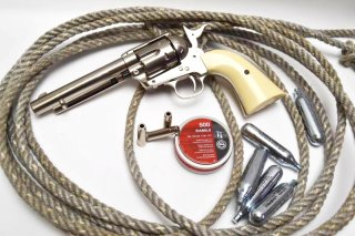 Vollmetall COLT SAA .45 Revolver * Nickel Finish * 4,5 mm Diabolos * 5,5" Lauf * mit Starterpaket