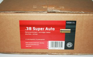 1.000 Stück NEUE GECO Wiederladerhülsen .38 SUPER AUTO (Boxerzündung) verpackt 1000er Box #2318132