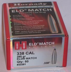 50St. Hornady Geschosse .338(.338Dia.) - 285 - ELD-MATCH - #33381