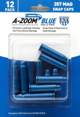A-ZOOM Pufferpatronen Exerzierpatronen .357 MAGNUM Jagdkurs Jägerprüfung 12er Pack BLAU ALU massiv
