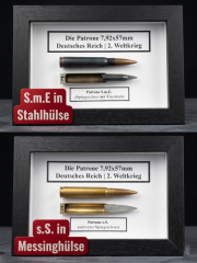 SPAR-SET! PATRONE 7,92x57 sS + SmE Munitionsdisplay wk2 k98 Wehrmacht Schaukasten 8x57 mg42 mauser