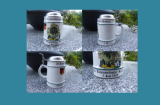Bierkrug mit Zinndeckel 70 Jahre Truppenübungsplatz Heuberg 7. Juni 1980 Stetten am kalten Markt