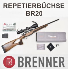 BRENNER BR20 Repetierer mit LOCHSCHAFT Kal .30-06 mit FALKE oder AKAH ZF , Gewehrriemen & Koffer