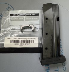 Glock 43X 48 G48 G43X 15rds 15schüssiges Shield Arms Magazin + Magazinhalter aus Stahl silver