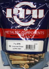 50 Stück NEUE PPU/PrviPartizan Langwaffenhülsen 7x57R (Boxerzündung)/Unprimed Brass #C098