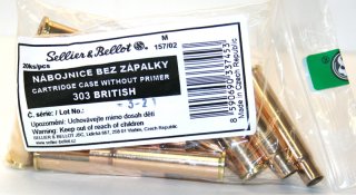 20 Stück S&B | Sellier&Bellot Wiederladehülsen S+B .303 BRITISH NEU Messing Boxer o. Zünder #V337452