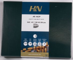 250 H&N .45ACP(.451Dia.) - 195 - SWC - verkupfert-HIGH-SPEED -250er Box