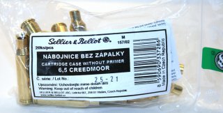 20 Stück S&B | Sellier&Bellot Wiederladehülsen S+B 6,5 CREEDMOOR NEU Messing Boxer o Zünder #V337282