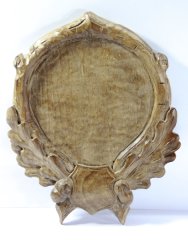 TROPHÄENBRETT KEILER Holz geschnitzt traditionell Eichenlaub DM16cm Wildsau Waffen Hauer Schwarzwild