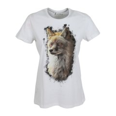 ALMTRACHT T-Shirt Damen FUCHS Porträt ! weiß farbig 100% Natur-Baumwolle | Rundhals Größe: M MEDIUM