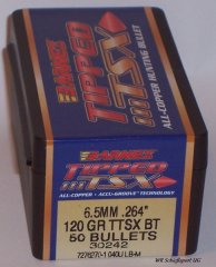 50St. BARNES 6,5mm(.264) - 120 - TTSX(Tippd Triple Shock X-Bullet) - #30242 - Versand ab 6,40€