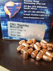 9mm/124grs. verkupferte Geschosse Frontier FP 1000 Stk. # SSZ Berka