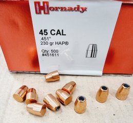 .45/230grs HAP Hornady Geschosse 500 stk #451611# SSZ Berka
