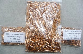 1000 Norma "White Tail" Geschosse .30, 150 grain, TM-Semispitz, NEU