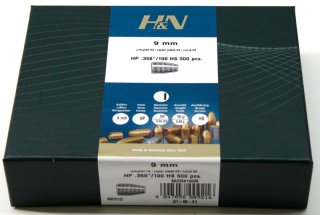 500St. H&N Geschosse .356 HP HS 100grs 6,48g 9mm KURZ Haendler & Natermann BLEIGESCHOSSE High Speed
