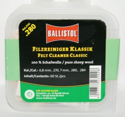 60x BALLISTOL Reinigungsfilze/Filzreiniger KLASSIK Cal .280 | 100%Schafwolle | 7mm/.284/.270/6,8mm