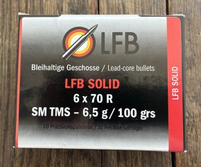 6 x 70 R TMS 6,5 g / 100 grs, LFB Originalpatronen 30 Stück eine Charge