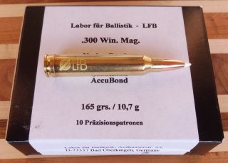 30 Patronen Kaliber .300 Win Mag Nosler Accubond 10,7 Gramm, Labor für Ballistik