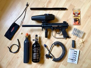 Tippmann A5 Paintball Markierer mit viel Zubehör