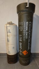 155mm Exerzier-Treibladungsbehälter DM20 – komplett mit Innenleben – Bundeswehr
