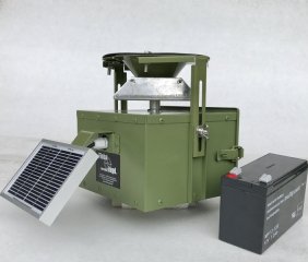 Komplett Set Futterautomat Kirrautomat 12 V mit Solarlader inkl. Akku