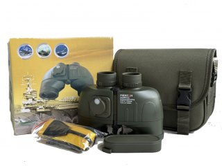 Militär Marine Fernglas 10x50 mit BAK4 Porro - Prismen + 360° Kompass für Marine, Segler, Outdoor