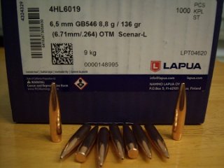 100 St.Lapua Geschosse 6,5mm(.264Dia.)-136-OTM SCENAR-L-#GB546