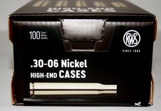 100 Stück NEUE RWS Hülsen .30-06 Spr RUAG HighEndCases Wiederladehülsen> NICKEL! 100er Pack #2416993