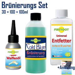Brünierung-Set für Stahl, 4-teilig! Brünierung, Entfetter, Öl und Anleitung!     >NEU! das TOP-Set!<