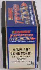 50St. BARNES 9,3mm(.366Dia.) - 250 - TTSX-BT(Tipped Triple Shock X-Bullet)-#30475 - Versand ab 6,40€