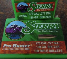 Geschosse Sierra .270 130gr Spitzer Pro-Hunter