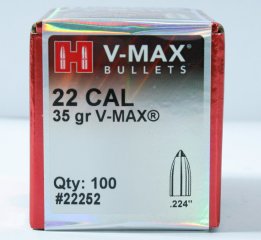 100St. HORNADY V-MAX Geschosse CAL 22 .224 35gr VARMINT #22252 | Small Game Raubwild Jagd & präzise