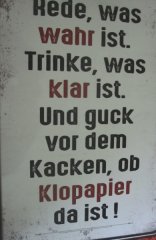 Blechschild 20x30 cm Klopapier