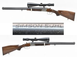 SIMSON / SUHL Drilling Mod. 95 S Kal. 16/70 - .30/06 + Krieghoff EL Kal .22 Mag. & DOCTER ZF 3-12x56