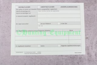 20 Stück Begehungsschein Jagderlaubnisschein Vordruck Formular Versandkostenfrei 32501-01