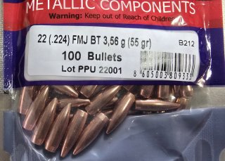 1000St. Prvi Partizan Geschosse .224 - 55gr. FMJ-BT