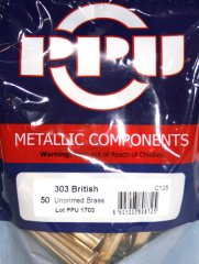 50 Stück > NEUE PPU/PrviPartizan Langwaffenhülsen .303 British (Boxerzündung)/Unprimed Brass #C125
