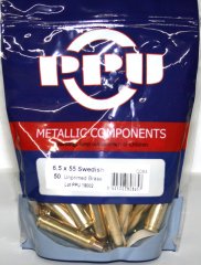 50 Stück > NEUE PPU/PrviPartizan Langwaffenhülsen 6,5x55 Swedish | Boxerzündung Unprimed Brass #C083