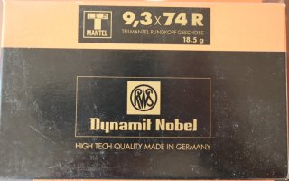 RWS 9,3x74 R Teilmantel-Rundkopf Geschoss 18,5g/285grs. 94 Patronen