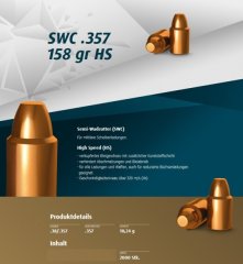 2000St. H&N Geschosse .357 SWC HS 158grs - .38/.357 | Haendler&Nattermann BLEIGESCHOSSE
