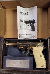 Walther P38 CO2 Pistole 4,5mm Limited Edition, Gold/Nickel, Blow-Back, 4,5mm Stahl BB,