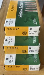 Jagdpatrone, Büchse: 6,5 x 57, 8,5g,131 grs; S§B