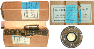 Wehrmacht Päckchen 9 mm Pistolenpatronen 08 m E