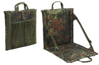 Faltsitz mit Tragegriff + Netztasche für 2 Getränkeflaschen - BW Flecktarn