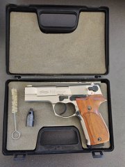 Walther P88 Compact 9mm P.A.K. PTB 613 Nickel Holzgriffschalen