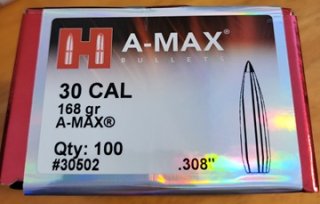 100 St.Hornady Geschosse.30(.308Dia)-168-A-Max-Match-#30502
