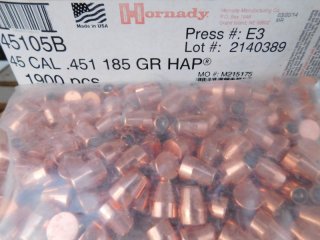 .451/185 Hornady Geschosse HAP 250 Stk Bulk No. 45105 #