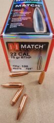 .22/.224/75grs. BTHP Hornady 100 stk #2279#
