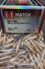 .30/.308/208grs BTHP Match Hornady No. 30733 Geschosse 100 Stk.